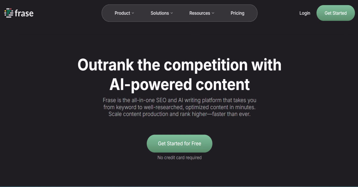 Frase.io AI SEO content writing tool with futuristic digital brain and glowing analytics chart