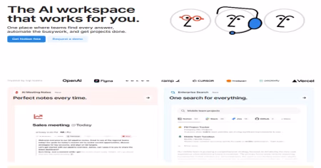 Notion AI dashboard interface with writing assistant features in 2025