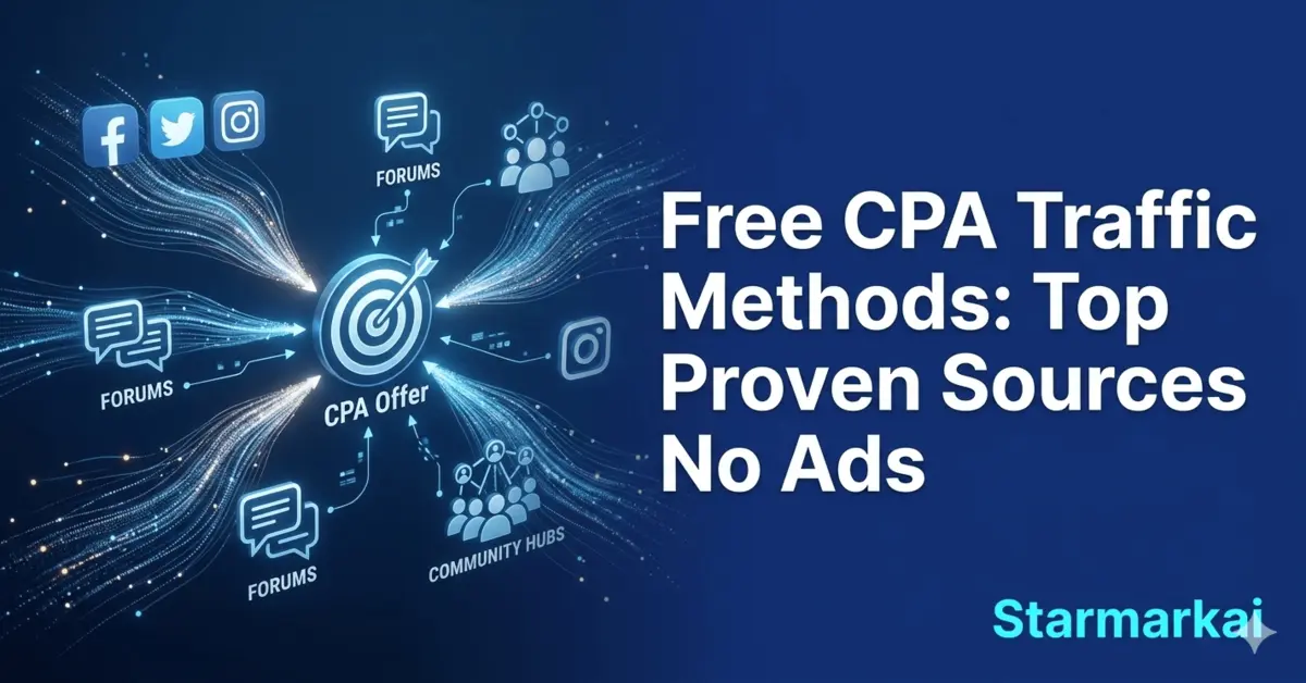 Proven free CPA traffic methods and organic sources for marketers by StarmarkAI.