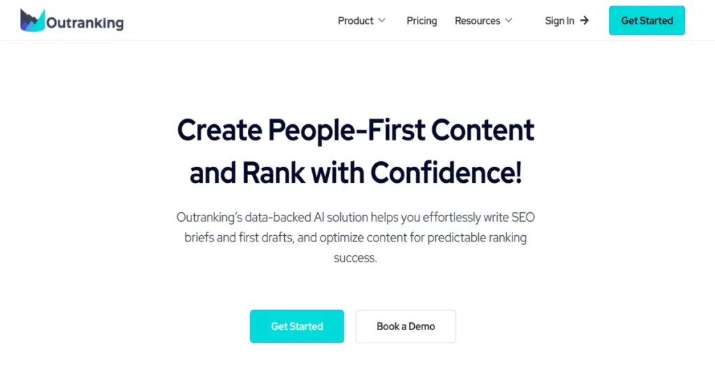 Outranking.io dashboard showing AI SEO features and content workflow