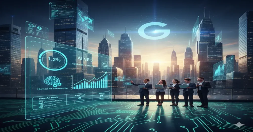 Home Free AI SEO tools dashboard showing keyword research and ranking data in 2026