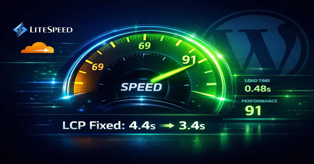 fix wordpress lcp free litespeed cloudflare pagespeed score 69 to 91 starmarkai